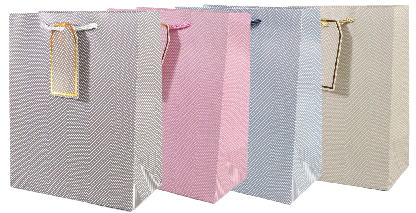 Herringbone mixed gift bags_ pack of 12 X large