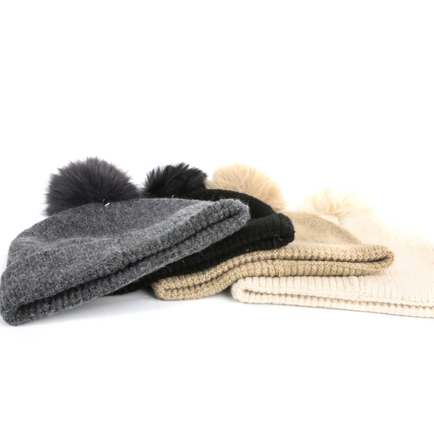 Knitted Beanie with Pom Pom_Pack of 12