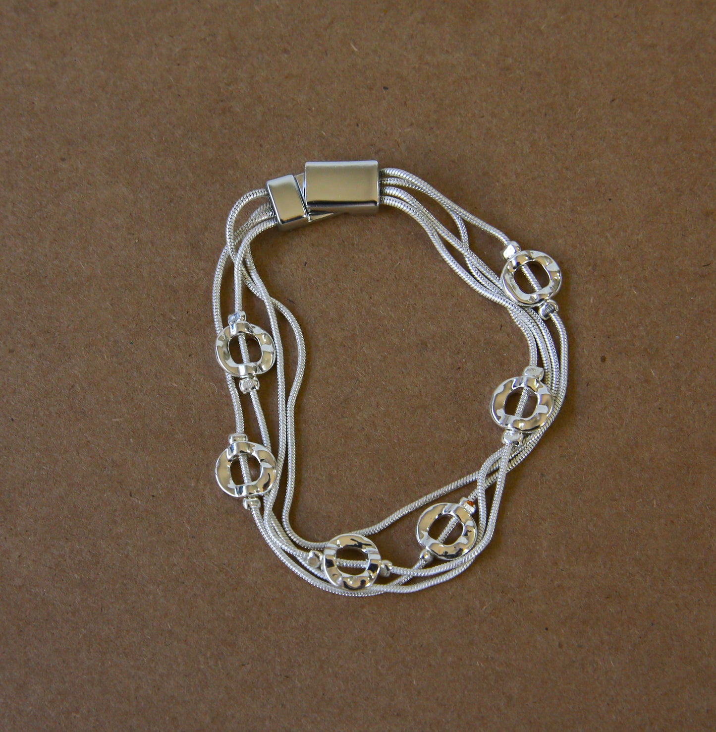 Silver plated bracelet_small rings_20cm