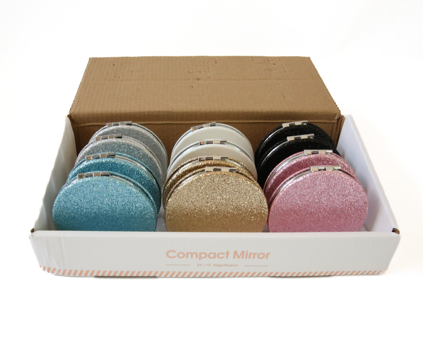 Compact Mirror Counter Display_Round Glitter_Box of 12