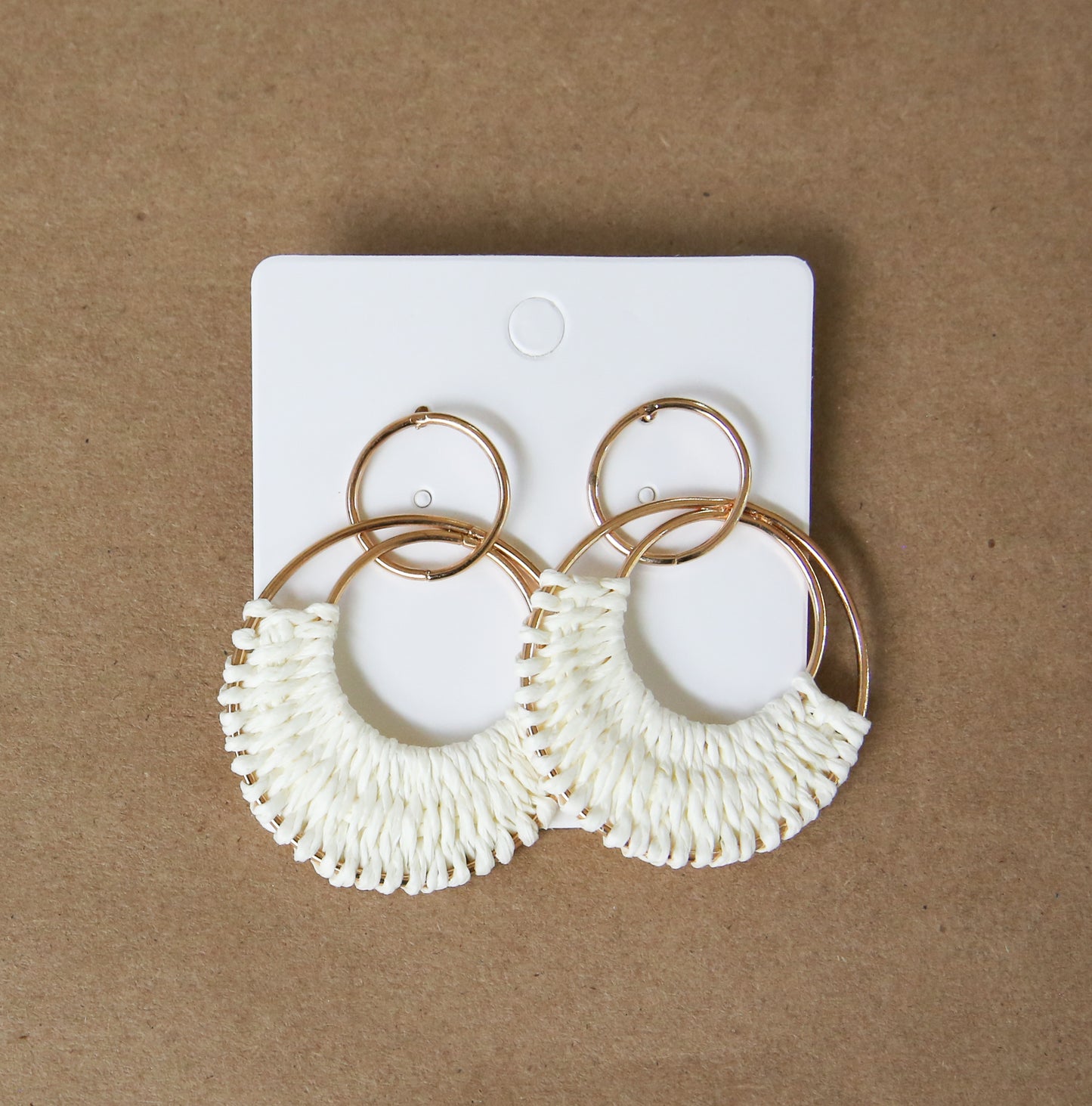 Natural Earrings_Cream and Copper _Round_Pack of 3