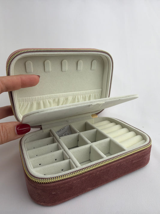 Travel Jewellery Box PINK Velvet