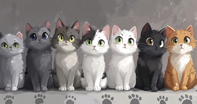 Keyboard Mat, ROW OF CATS  #11