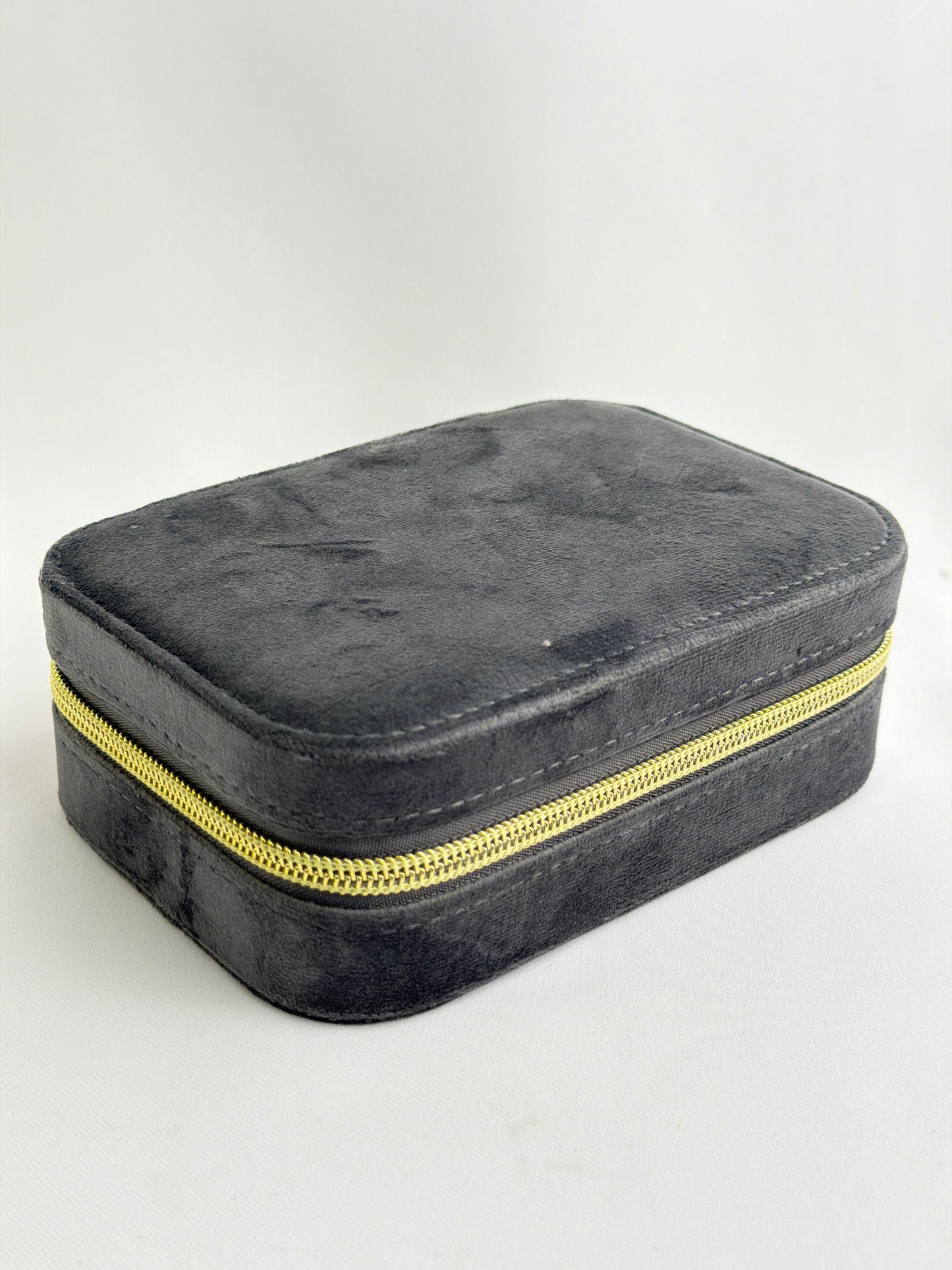 Travel Jewellery Box GREY Velvet