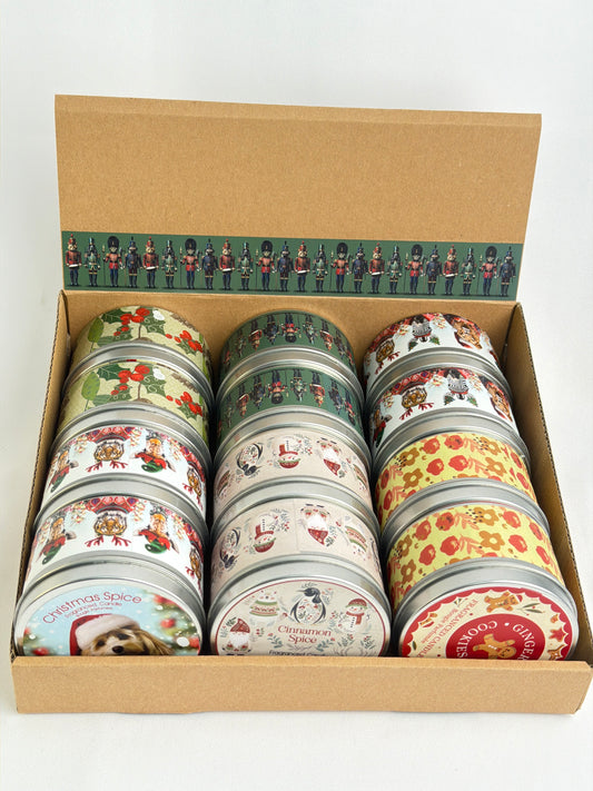 Christmas  Tin Candles 12p/box (R51ea)
