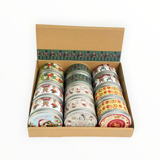 Christmas  Tin Candles 12p/box (R51ea)