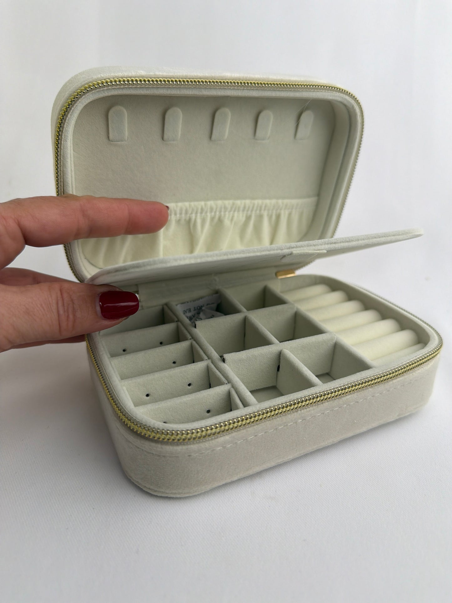 Travel Jewellery Box Cream Velvet