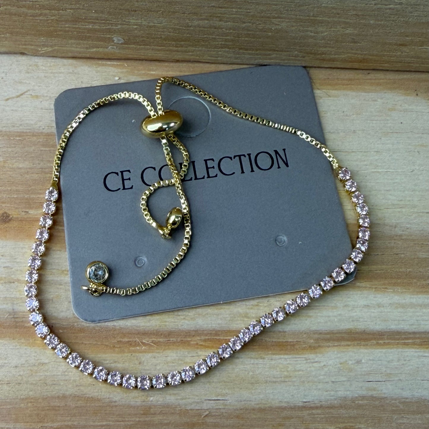 Gold Platted Bracelet with Pink stones
