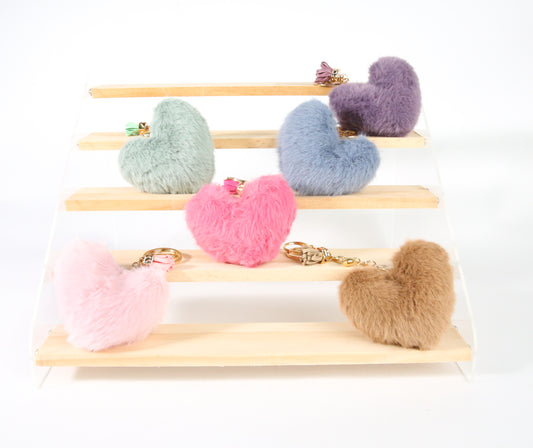 Key Ring_Fluffy Hearts_Pack of 12 _Mixed colours