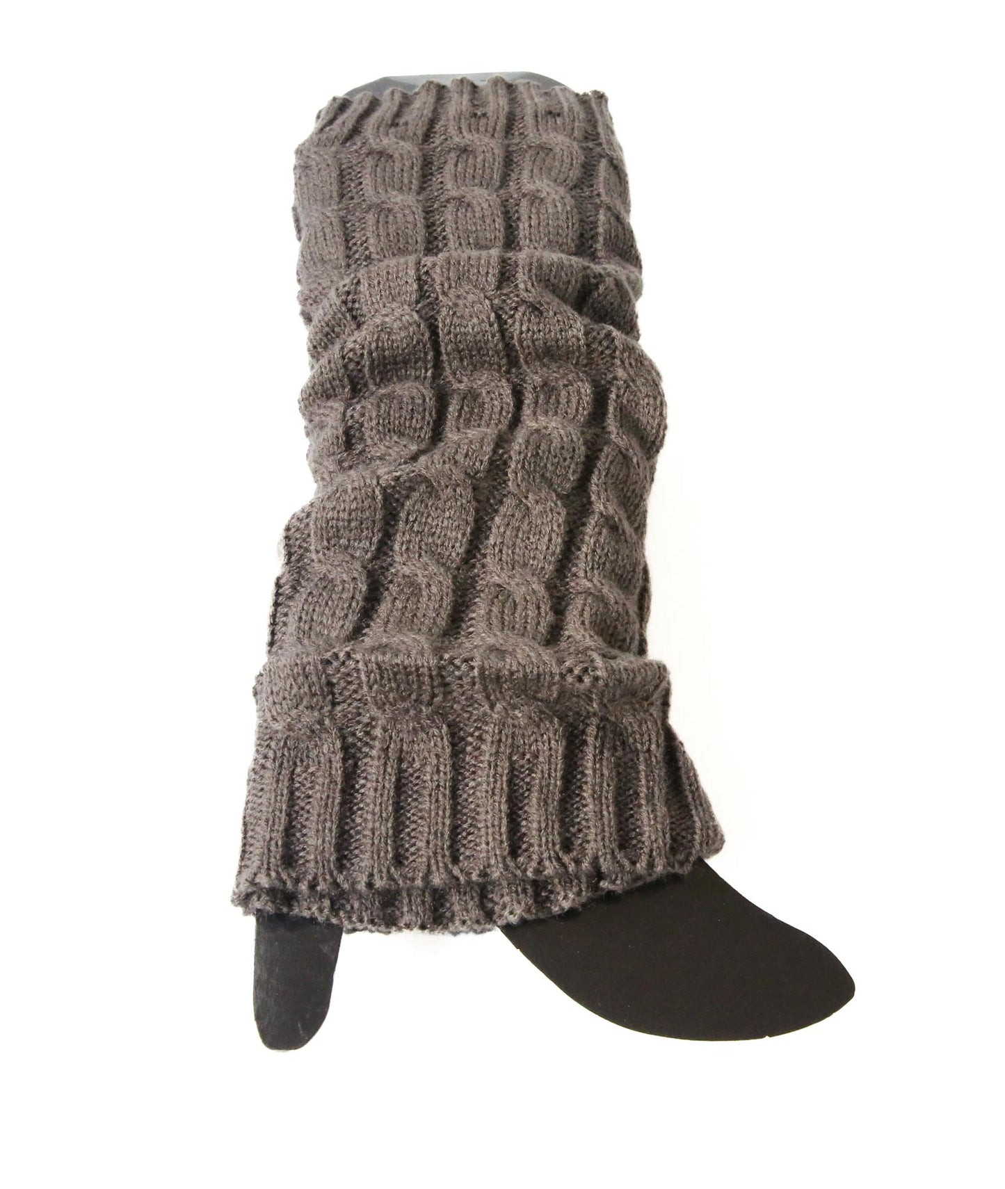 Cable Knit Legwarmers Charcoal