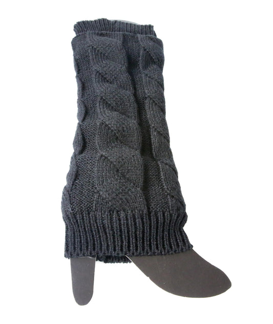 Cable Knit Legwarmers Black