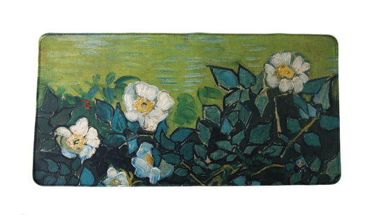 Neoprene Keyboard Mat_ GREEN AND WHITE FLOWERS