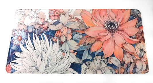 Neoprene Keyboard Mat_ CREAM, PEACH AND BLUE FLOWERS