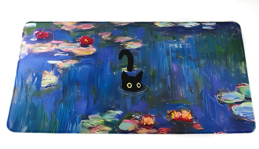 Neoprene Keyboard Mat_WATERLILY WITH BLACK CAT