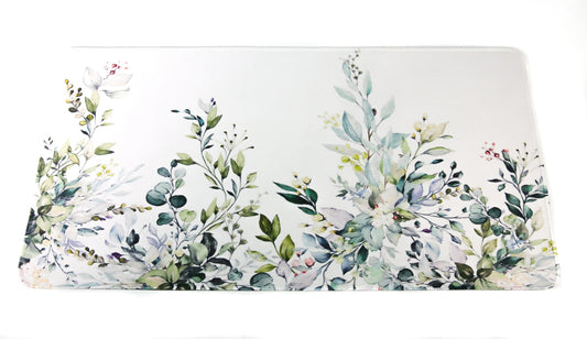 Neoprene Keyboard Mat_WHITE WITH GREEN LEAVES