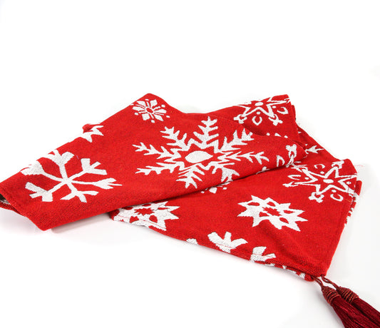 Christmas Table Runner_ Red/Snowflake
