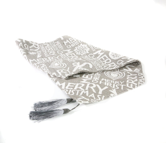 Christmas Table Runner_Silver Merry Christmas