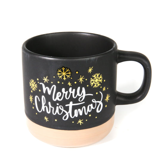 Christmas Coffee Mug_ Snow flakes BLACK