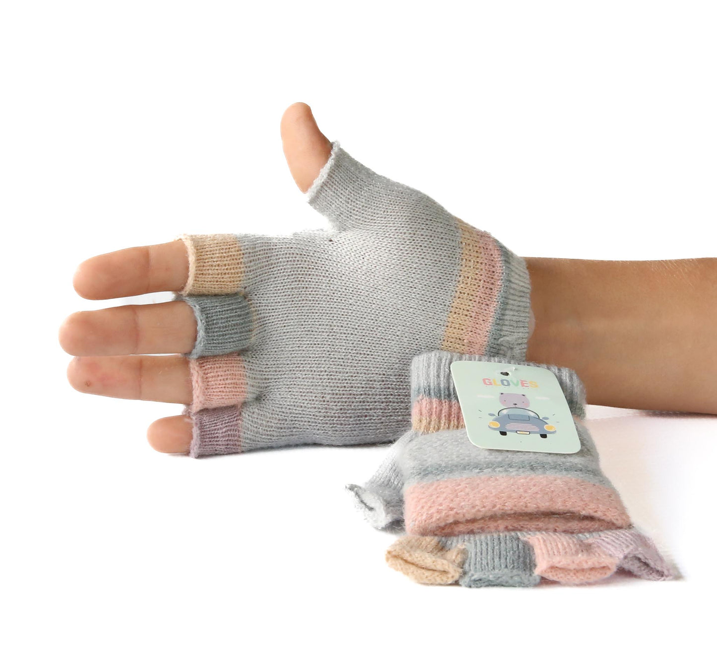 Kiddies fingerless gloves with mitten flap_Pack of 12