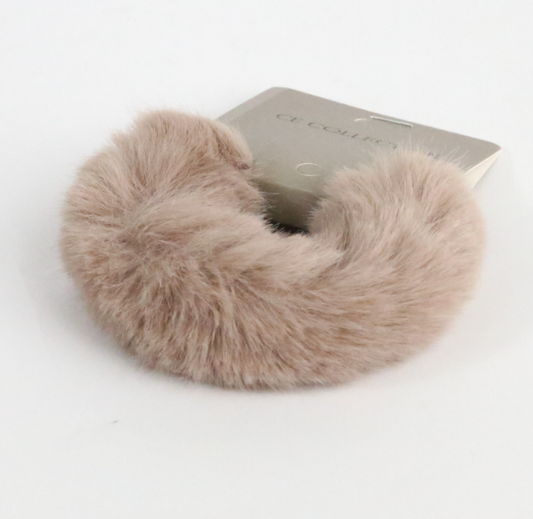 Fluffy hair tie_Camel_Pack of 3