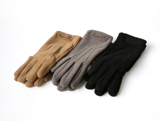 Ladies suede finish gloves_Black, cellphone friendly