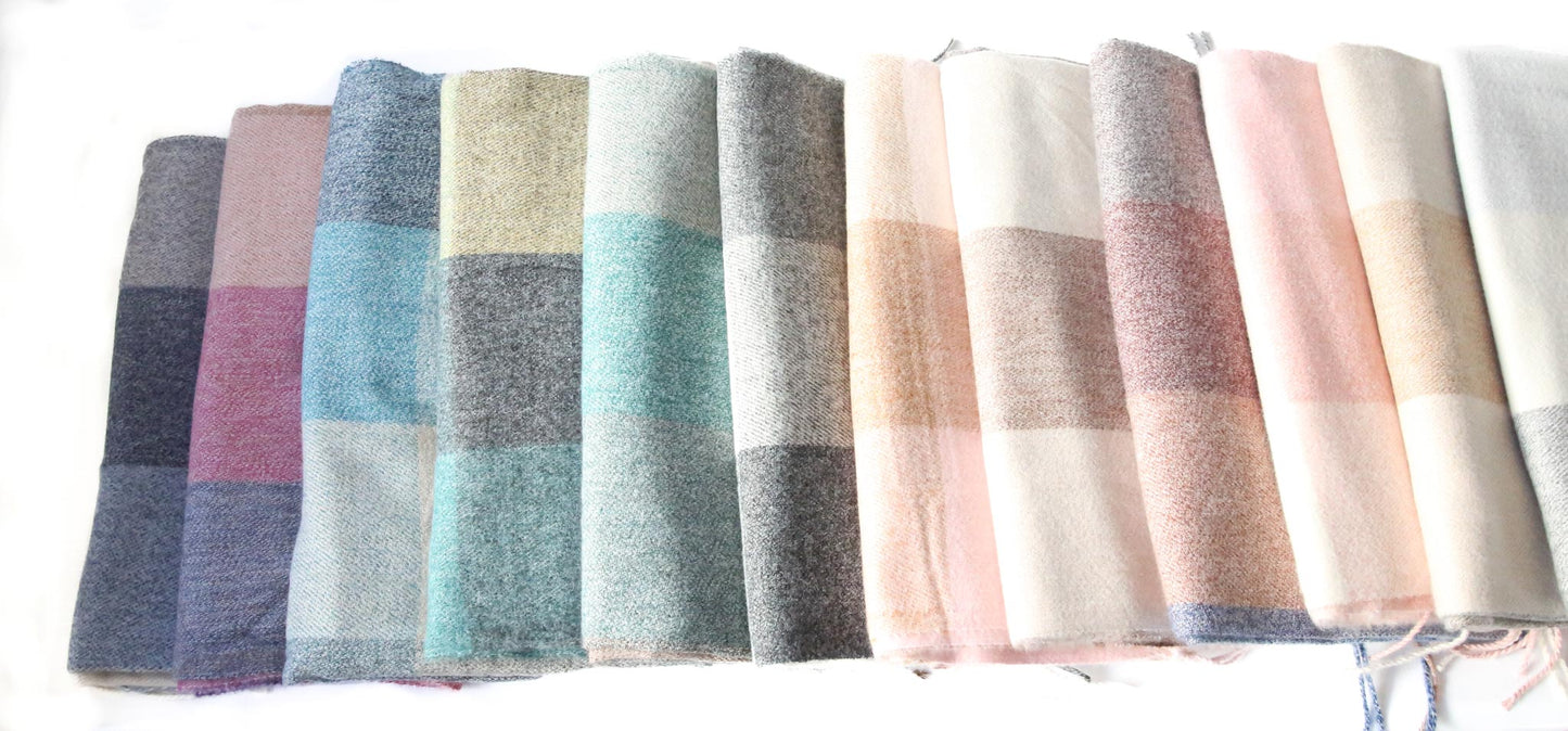 Winter check scarves_pack of 12_mixed colours