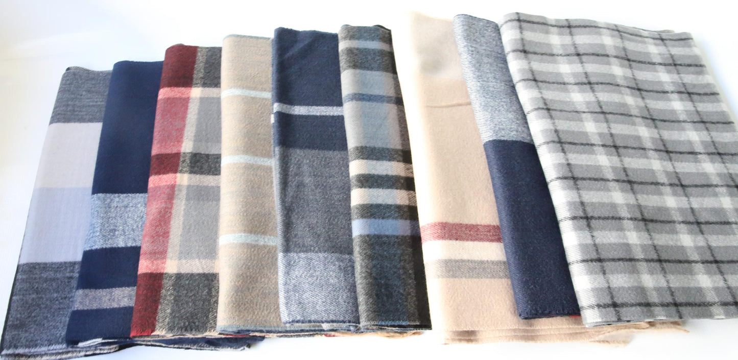 Winter check scarves_pack of 12_mixed colours