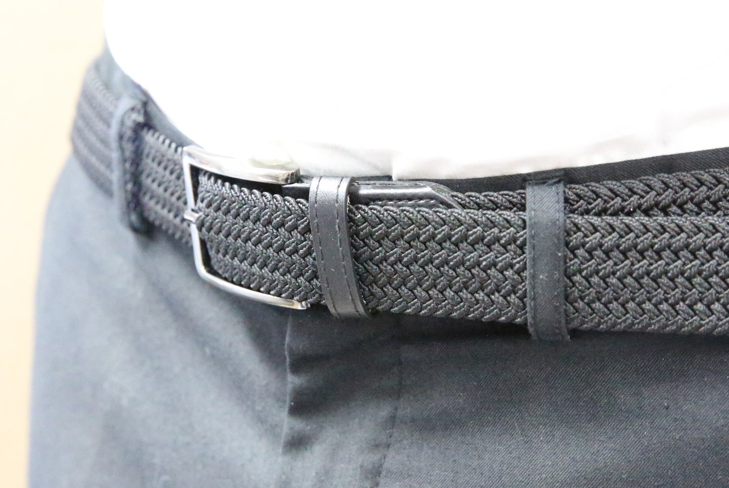 Unisex Braided Stretch Belt_4 cm_Black