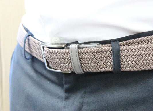 Unisex Braided Stretch Belt_3.5 cm_Brown