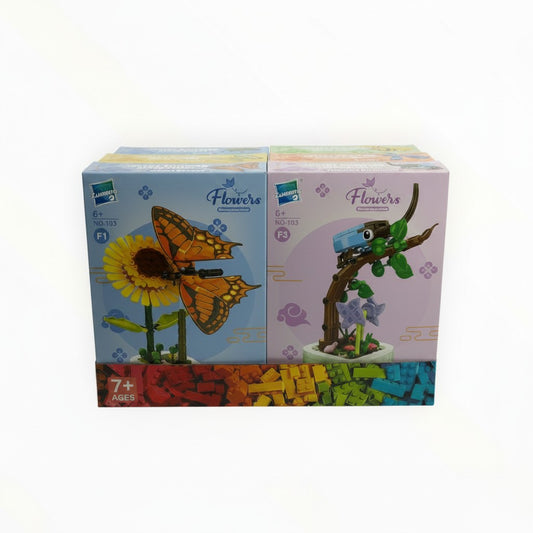 CE Collection box set of 8 insect building block kits for children aged 6 and up featuring butterfly and flower models