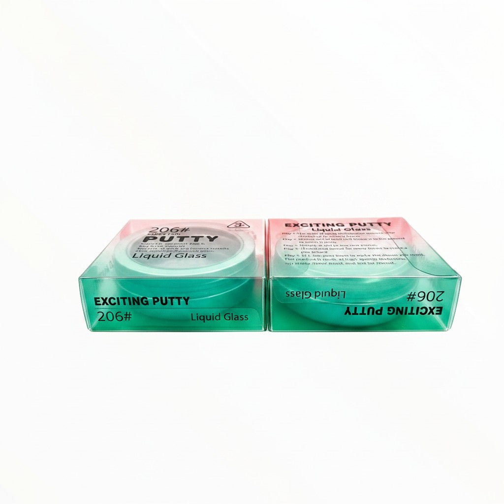 CE Collection Liquid Glass putty in a tin, metallic finish, never dries out. Play with it, stretch it, or mold it.