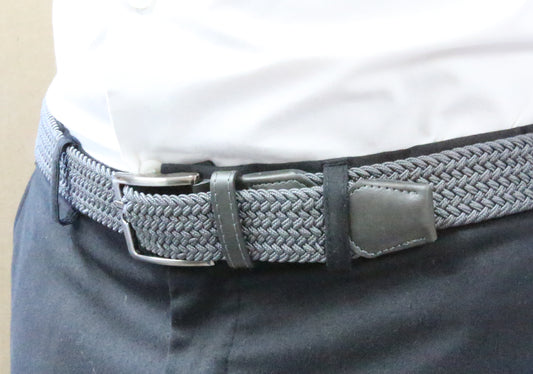 Unisex Braided Stretch Belt_3.5 cm_Grey