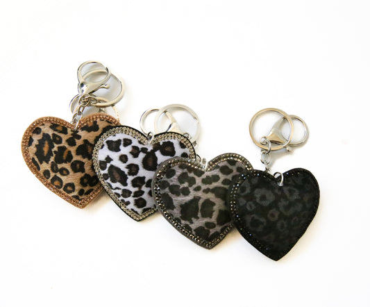 Key ring_heart animal print_Pack of 12