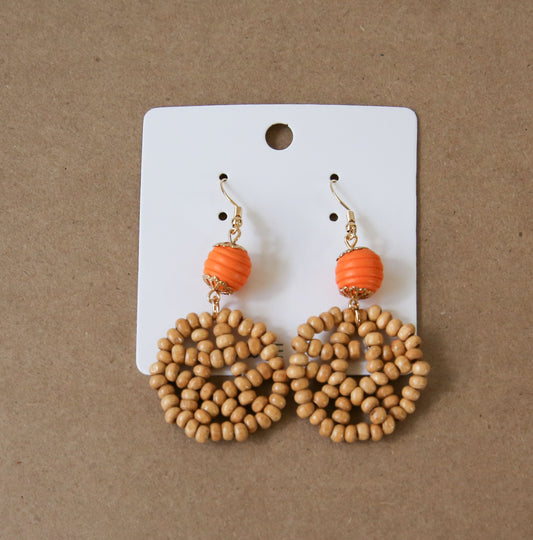 Natural Earrings_Brown and orange_2 piece_Pack of 3