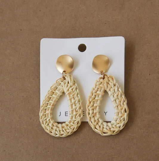 Natural Earrings_Cream tear drop and copper_Pack of 3