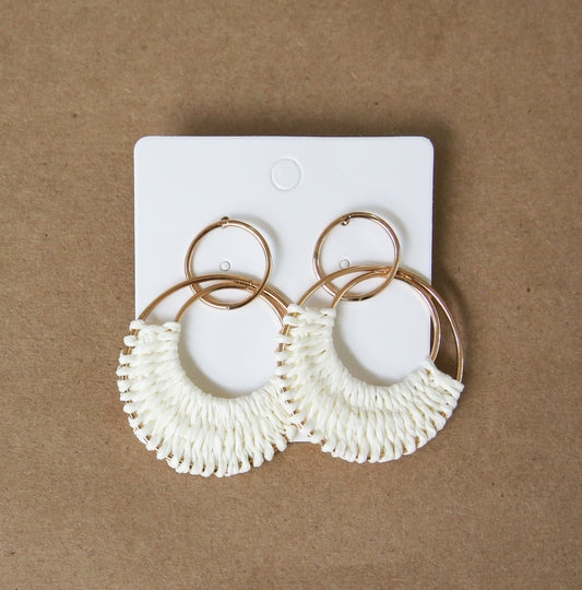 Natural Earrings_Cream and Copper 2 Piece_Round_Pack of 3